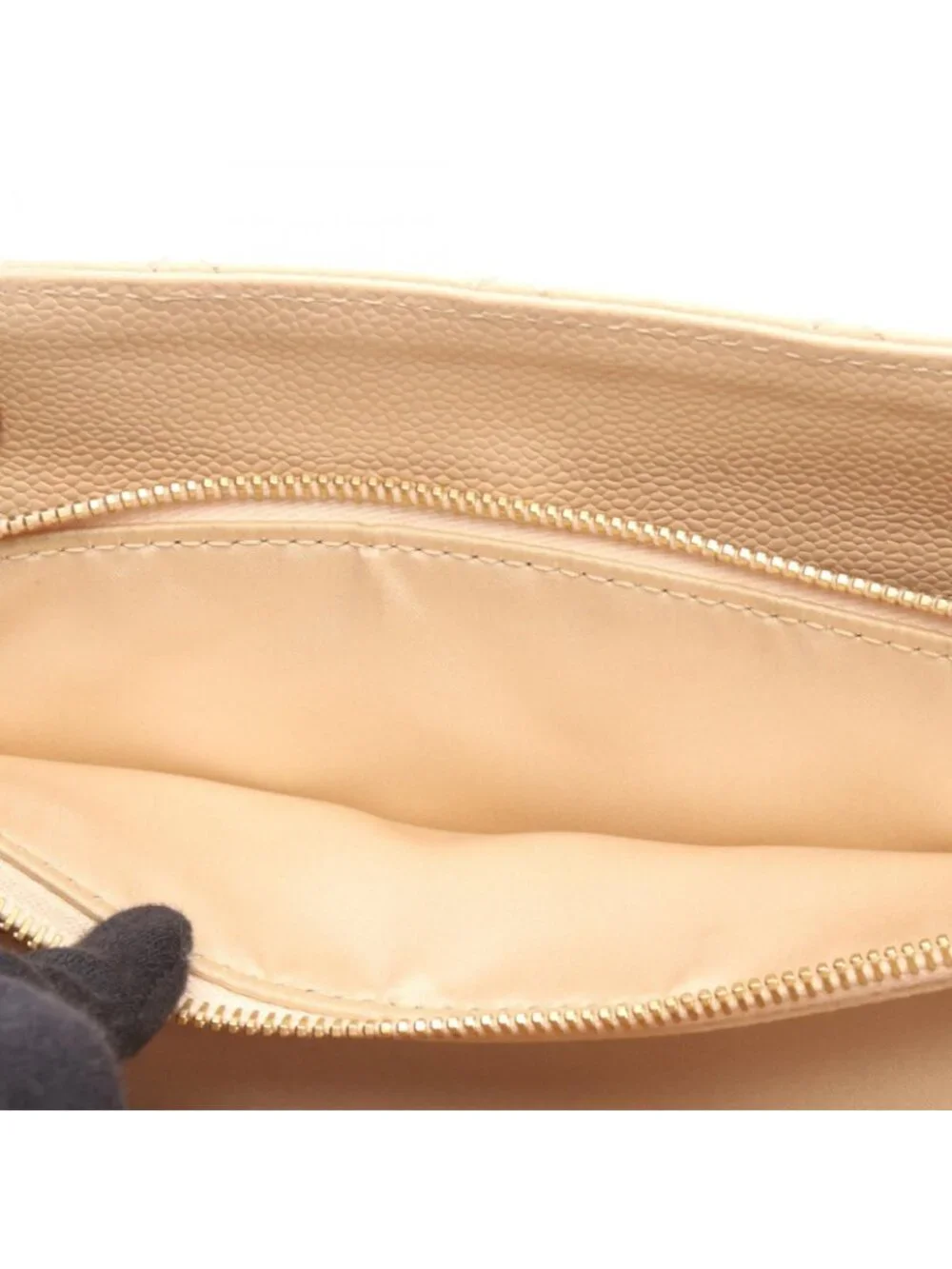 Chanel Tote Quilted Grand Shopping GST Beige Caviar Leather Chain
